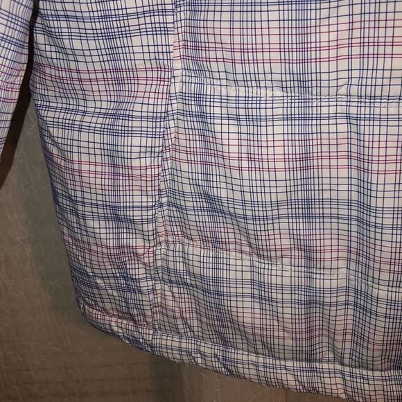 Athletech 1X White Fuchsia Pink Blue Plaid Full Zip Quilted Puffer Jacket - Picture 11 of 16